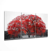 Red Tree Glass Wall Art.